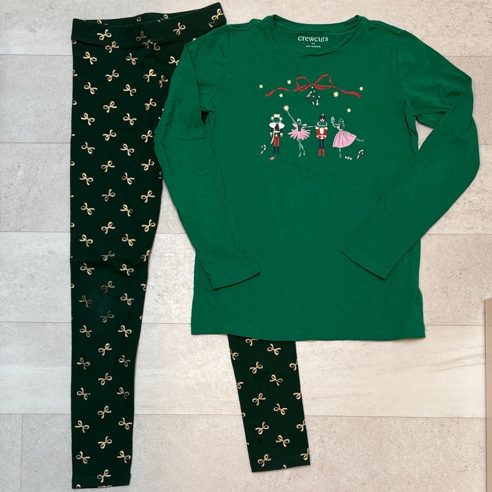 Crewcuts Green Nutcracker tee and bow leggings